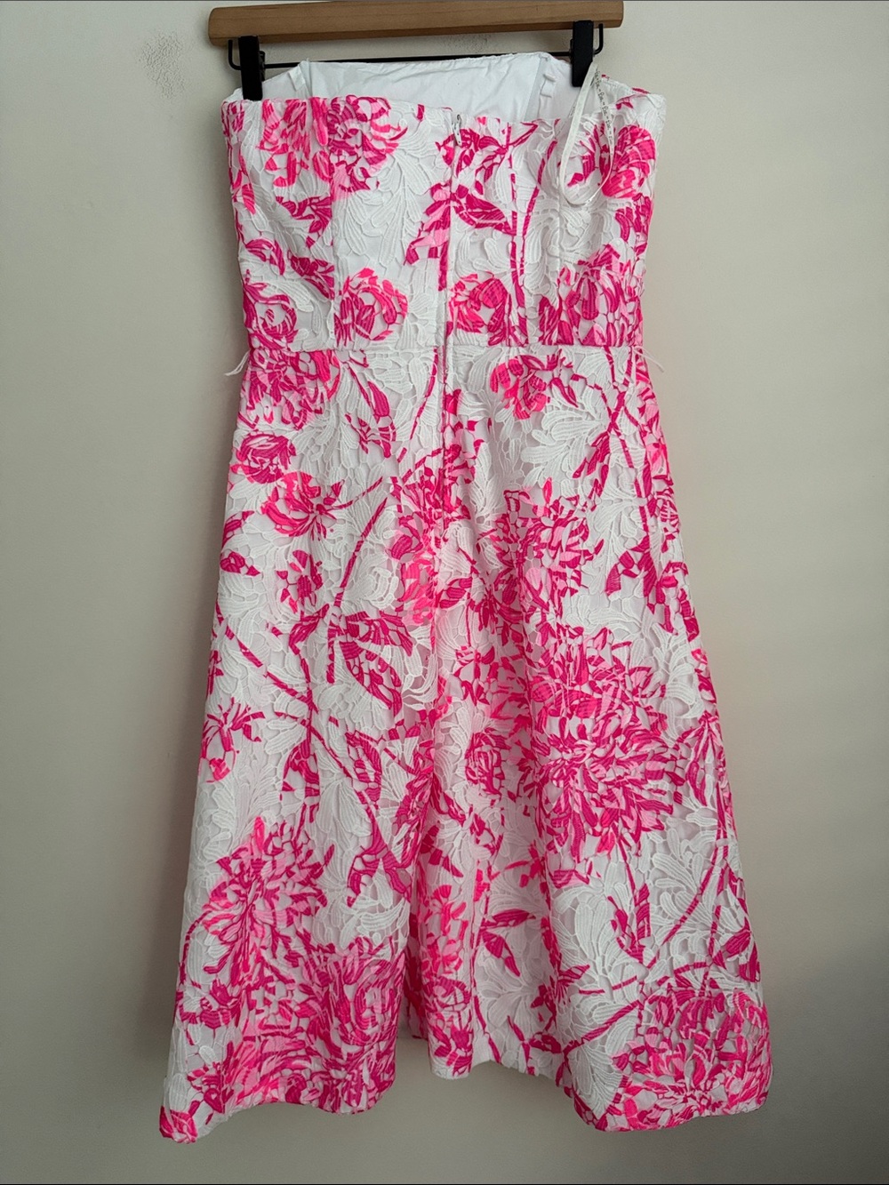 Lilly Pulitzer Sienna corset Strapless Dress 6 Resort White Caliente Pink Lace - Picture 3 of 7